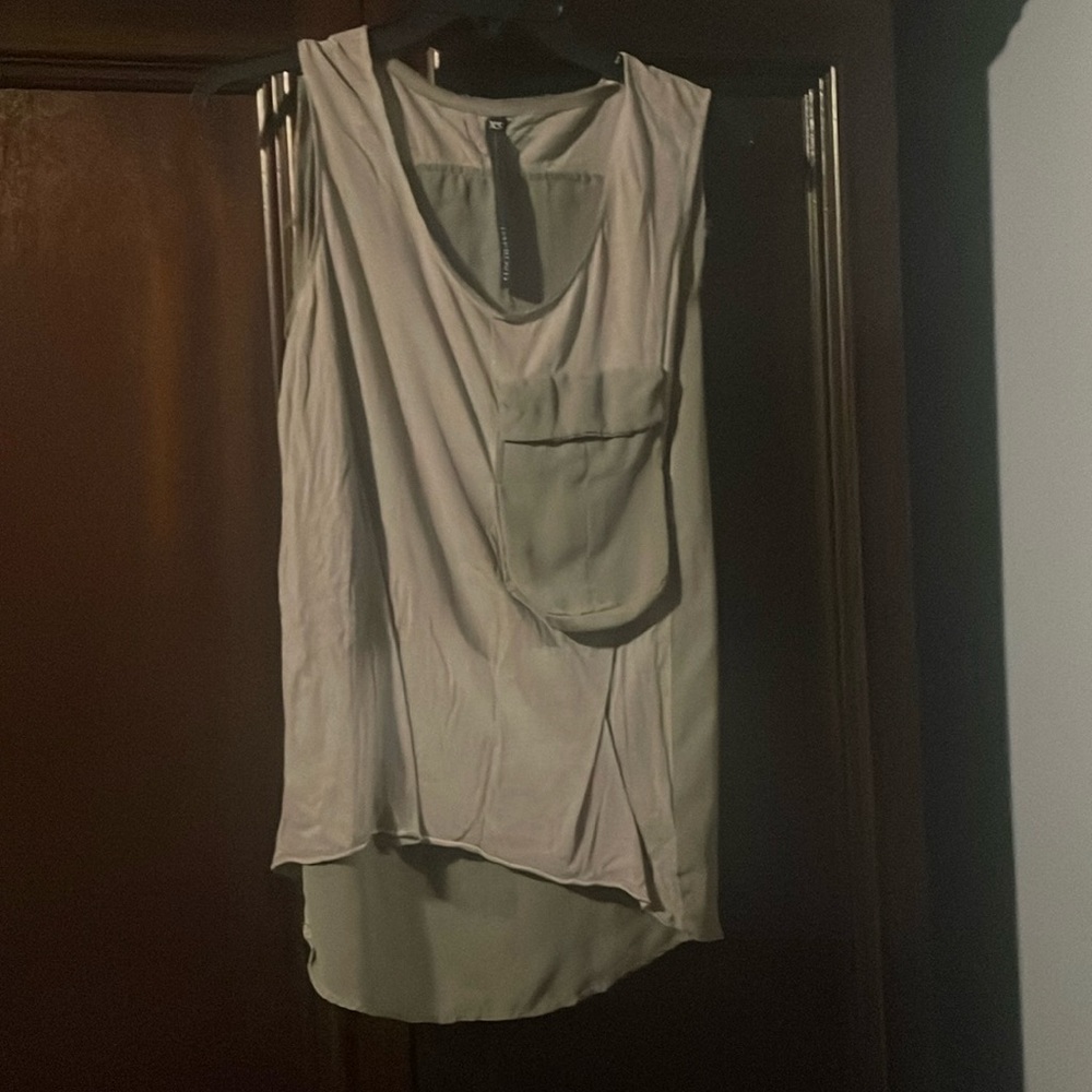 Gray silky sheer tank top
